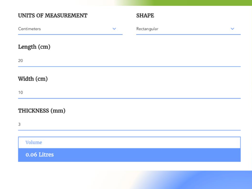 Epoxy Resin Volume Calculator
