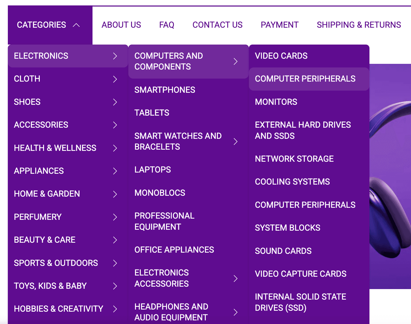 Menu Design and Configuration for Extensive Category Structure